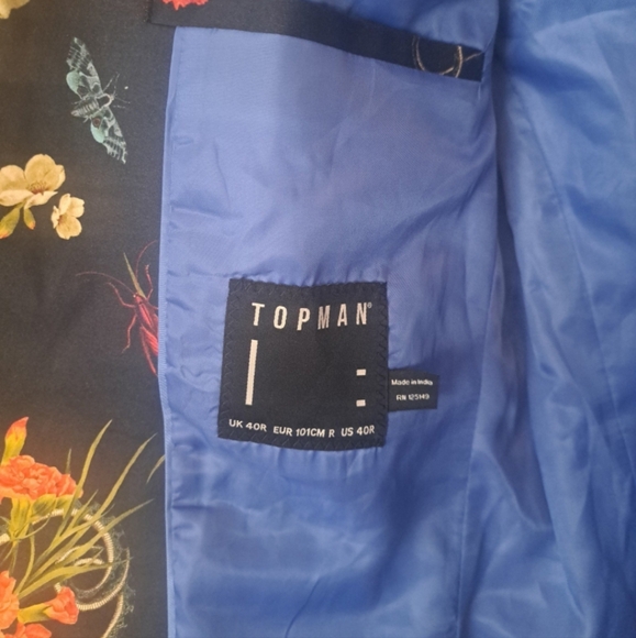 Mens Topman Cotton Floral Blazer. lined sz40R Excellent - Picture 8 of 10